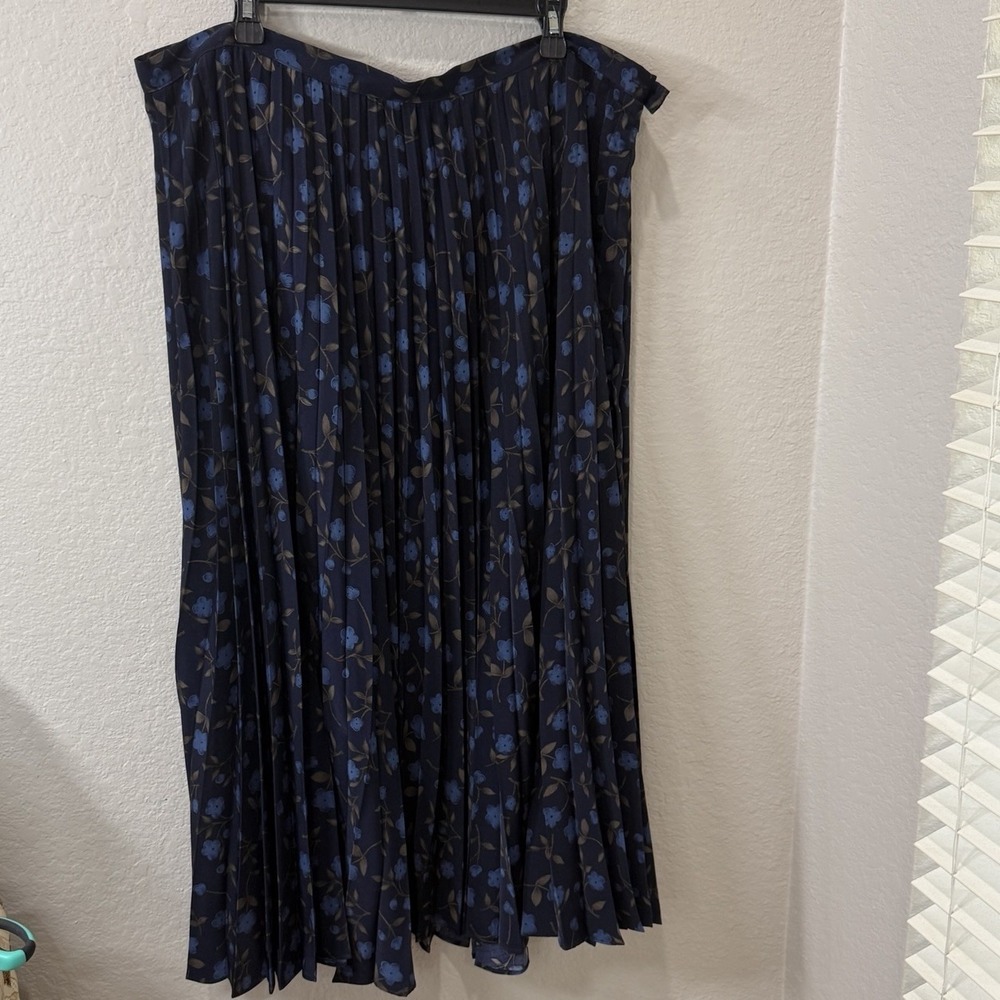 Radcliffe Sag Harbor Blue Floral Pleated Maxi Skirt Womens 2X Cottage Whimsigoth - Picture 2 of 7